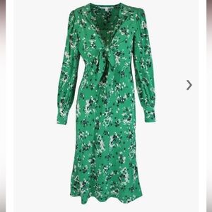 VERONICA BEARD Green Silk Floral Midi Dress - spring dress - Medium